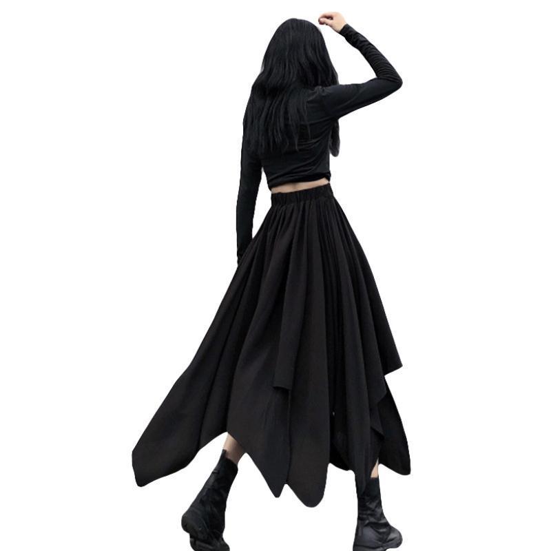 skirts Vintage female portrait, high-waisted elegant black waistband with maxi plissado skirt t051
