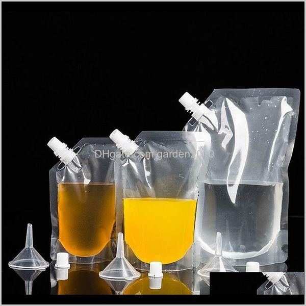Other Drinkware 250Ml 400Ml 500Ml Reusable Drinking For Juice With Funnel Transparent Beverage Bag Liquor Pouch Wb2180