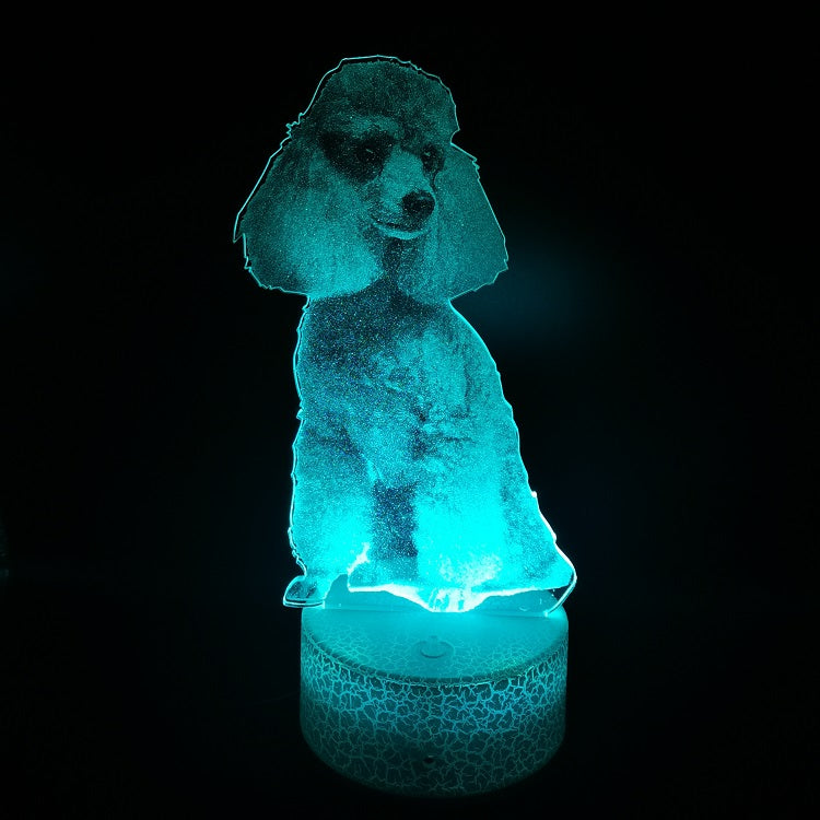 3D LED Night Light Poodle Desk Nightlight with-without Remote Table Lamp Decor Gifts for Baby Kids Child Birthday Holiday Girl Friend