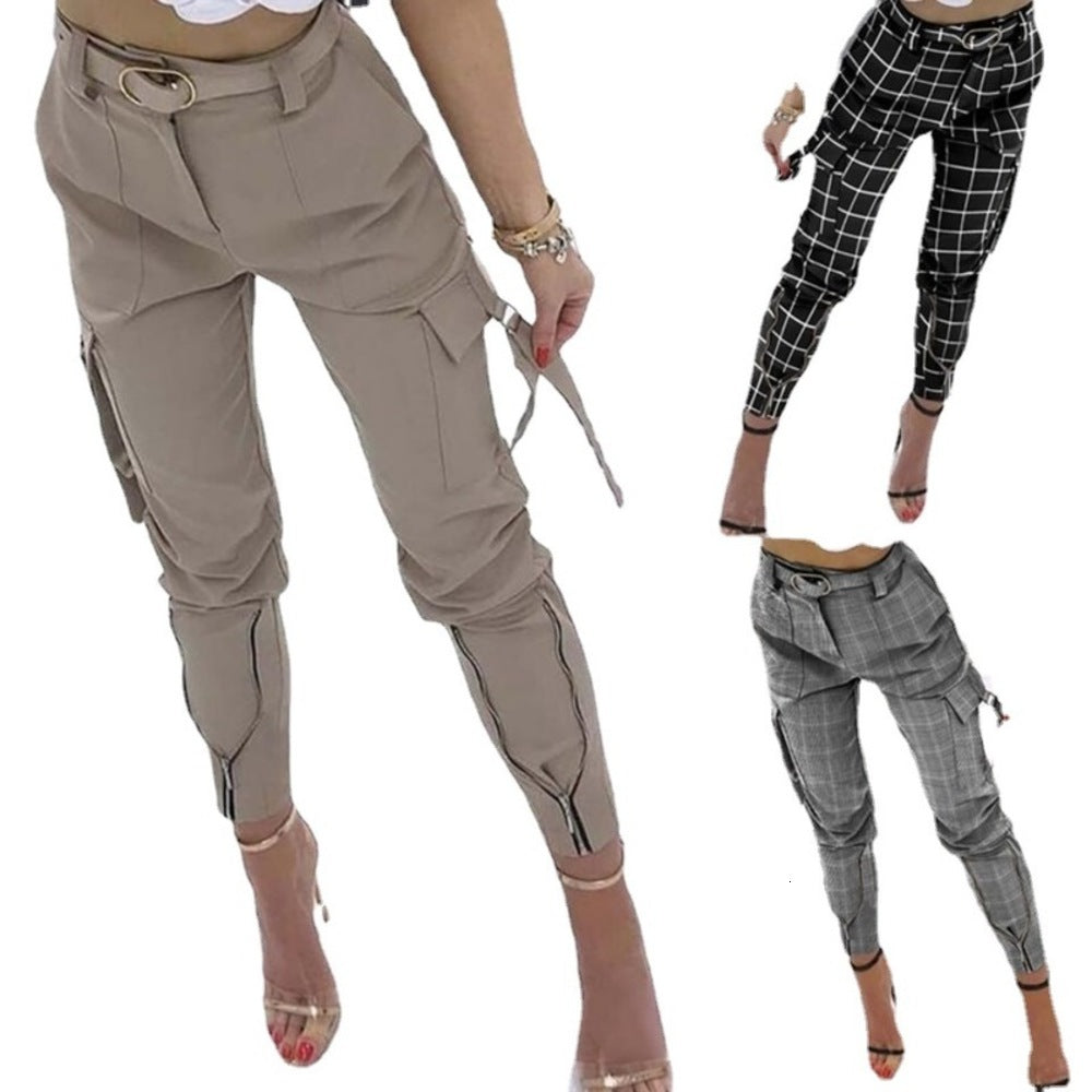 2021 new leisure elastic high waist women&#039;s pants solid color overalls Leggings