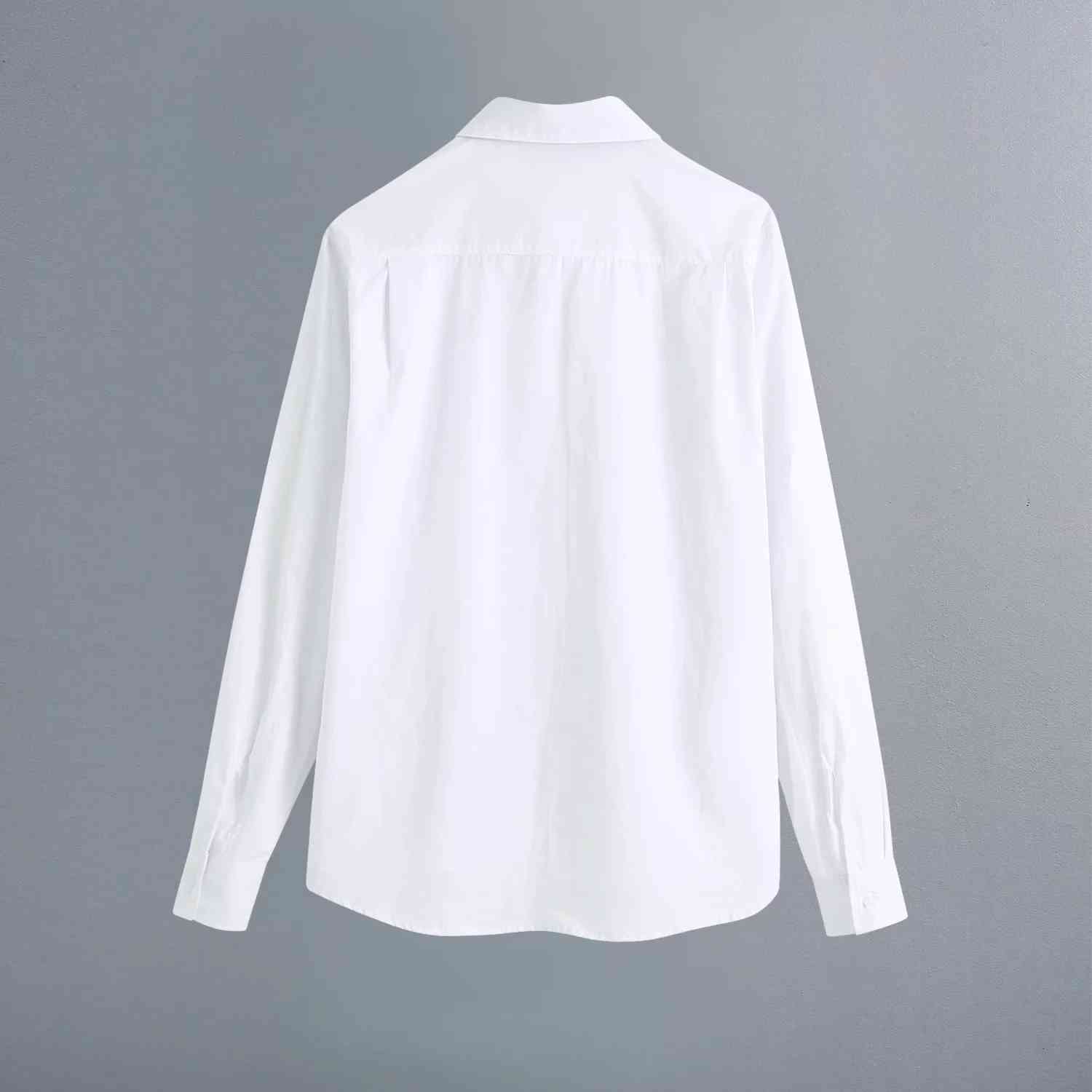 White Long Sleeve Women blouses Fall&#039;s women&#039;s wear is slimming, with a diamond-shaped knit polo shirt