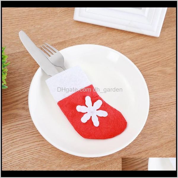 Decorations Mini Stocking Gifts Candy Christmas Tree Ornament Sock Xmas Dinnerware Cover Cutlery Bag Home Party Decoration Fjtxs Twepo