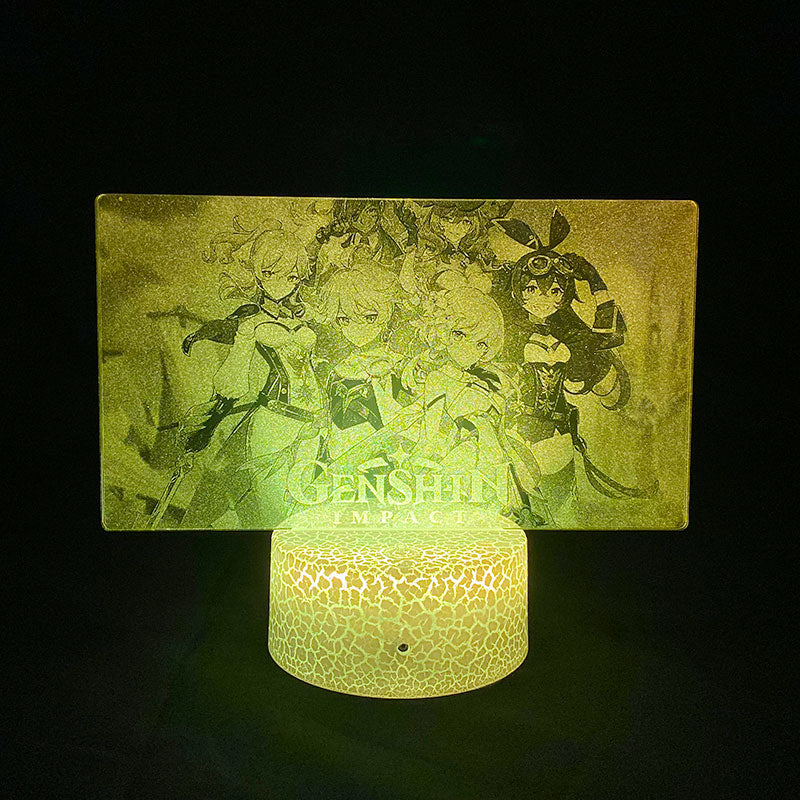 Genshin Impact Plug in Night Light LED Acrylic Desk Lamp 3D Bedside Nightlight Atmosphere Party Home Decor Holiday Birthday Gift Kids
