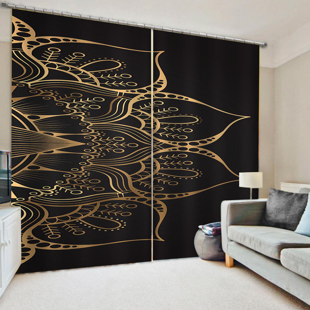 Custom Design 3D Curtain Blackout Black Curtains For Living Room Bedroom Window Treatment Modern Drapes
