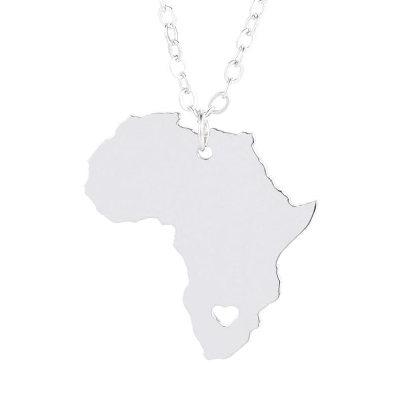 Pendant Necklaces Trendy Style Stainless Steel Africa Map Necklace High Quality Heart Women Jewellery Gift