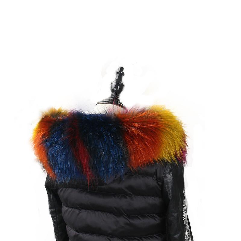 Scarves 2021 Fashion Authentic Raccoon Fur Collar Multicolor Shawl Female Autumn And Winter Warm Scarf.