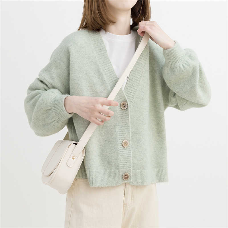 Women&#039;s Sweaters Vintage Cashmere Cardigan Women Pink Knitted Sweater Winter Korean Fashion Button Up Girls Green School Uniform J