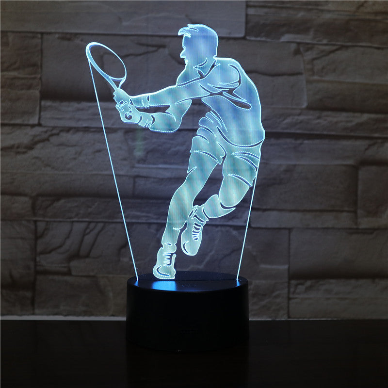 Sports 3D Illusion Nightlight LED Room Desk Lamp Tennis Night Light Acrylic Bluetooth Speaker Party Decoration Fans Kids Friends Gift
