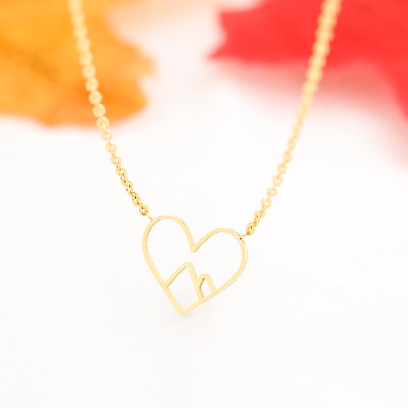 Pendant Necklaces Wholesale 10Pcs Lot Fashion Heart Geometric Jewellery Steel Link Chain Collier Femme Women Girls Necklace