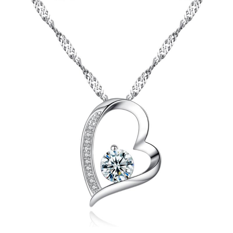 Pendant Necklaces Necklace Cubic Zircon Valentine Heart Water-wave Chain Lady Jewellery Accessories