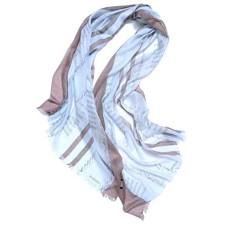 Scarves 100%goat Cashmere Women Fashion Striped Printed Thin Scarfs Shawl Pashmina Sky Blue 3color Small Tassel 70x200cm