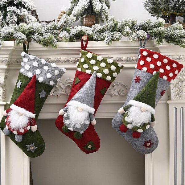 2021 spot Christmas decorations 20-inch lamb velvet three-dimensional elf faceless doll Christmas socks