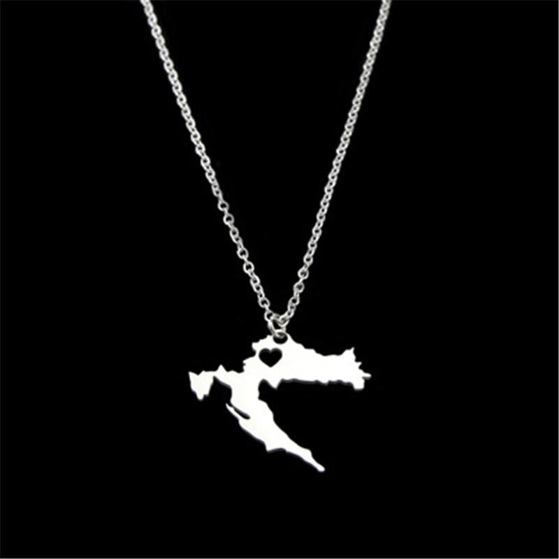 Pendant Necklaces Stainless Steel Necklace Croatia Map For Women Silver Color Choker Jewelry Gift Croatian Custom Jewelery