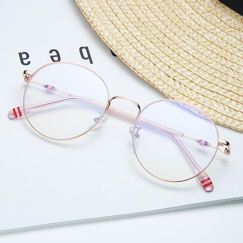Fashion Sunglasses Frames 2021 Exquisite Metal Trend Glasses Round Frame Temperament Flat Mirror Can Be Equipped With Myopia Frame.