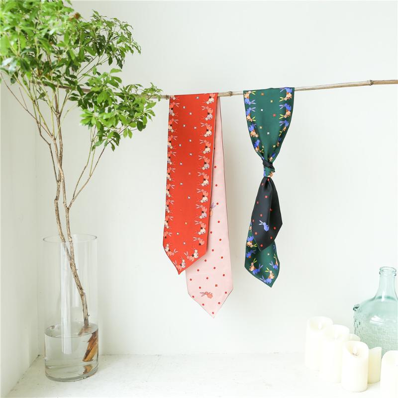 Scarves 14*120cm Silk Twill Scarf Ribbons Mulberry Small Fashion All-match Thin Narrow Strip Double-sided Double