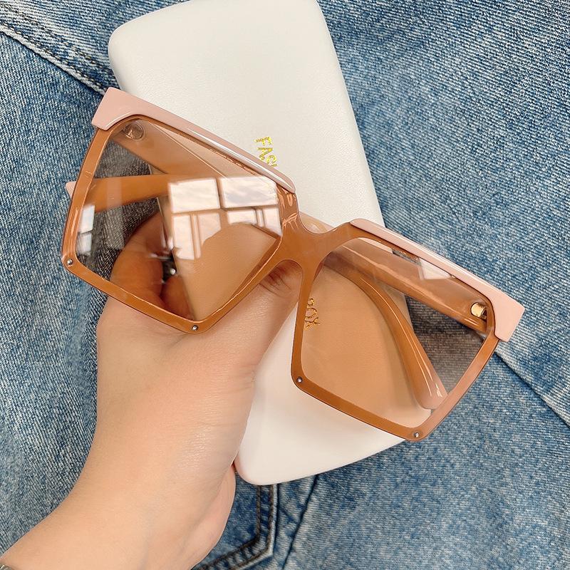 Sunglasses ONEVAN Square Mirror Women Oversized Gradient Pink Shades For Vintage Big Gafas De Sol Mujer