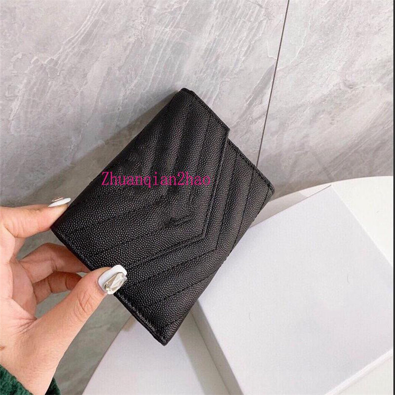 2020 new fashion card holders caviar woman mini wallet designer purse color genuine leather pebble texture luxury wallet with box