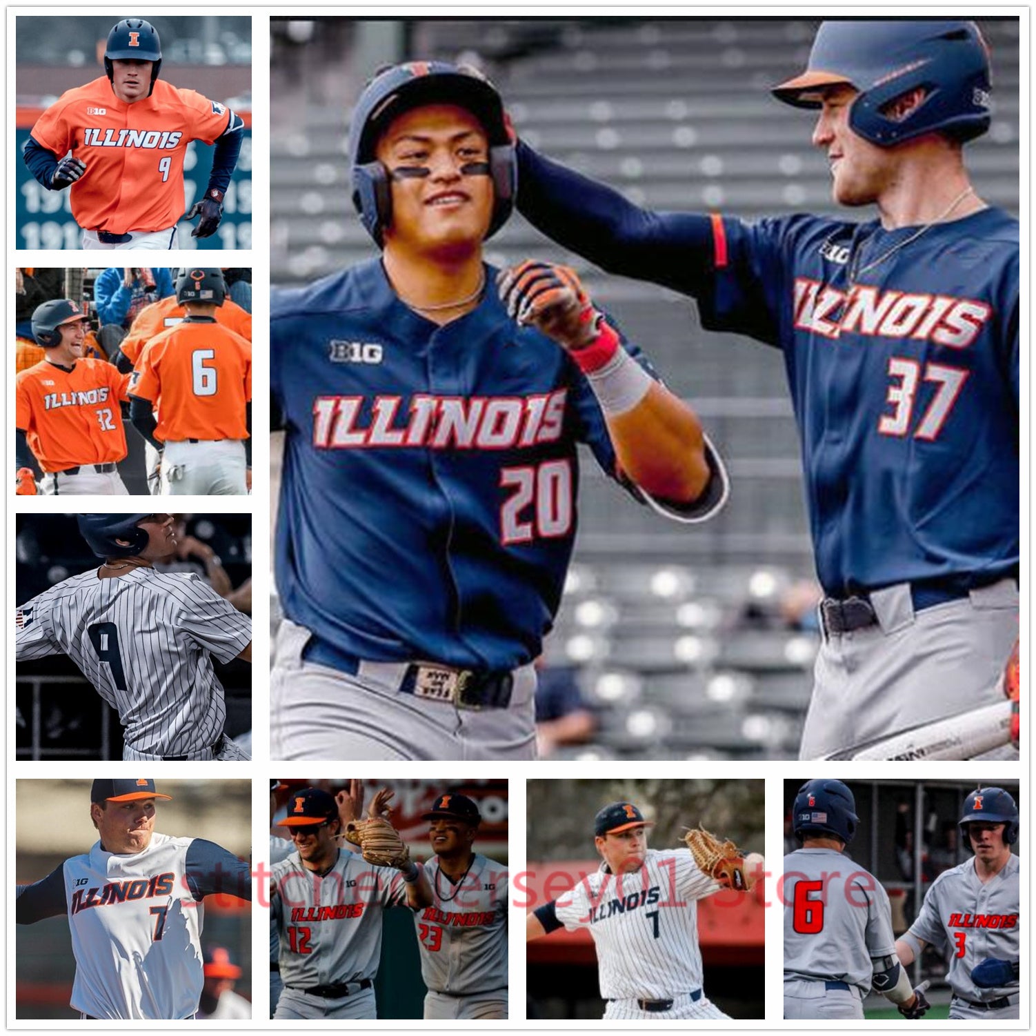 Custom Illinois Fighting Illini baseball stitched 23 BRANDEN COMIA 19 RYAN KUTT 12 PAYTON HUTCHINGS any name number Jersey women mens youth