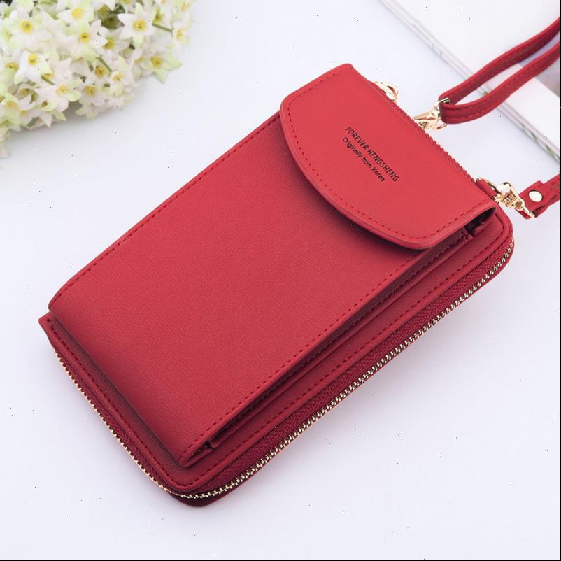 Women Wallet Solid Color Leather Shoulder Straps Bag Mobile Phone Big Card Holders Handbag Pockets girls
