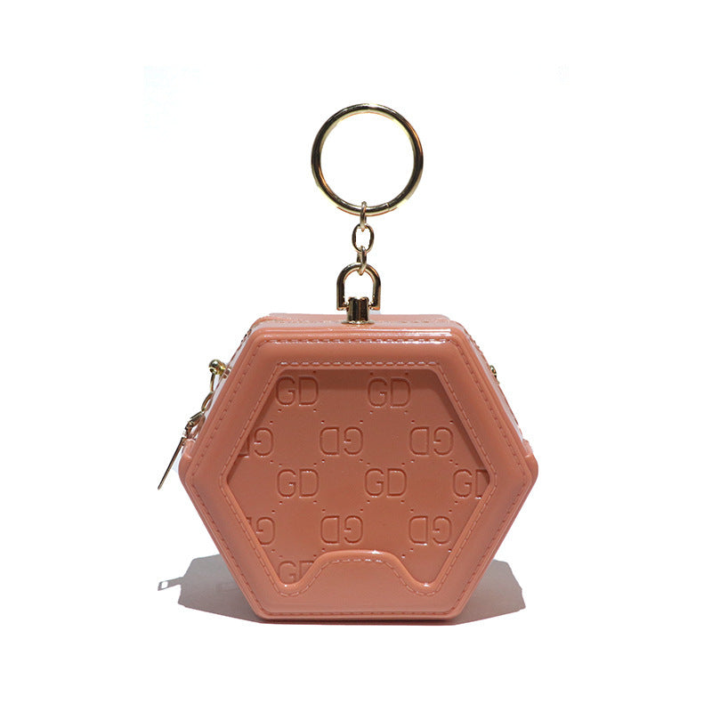 Women&#039;s Handbag Fashion Coin Purse Pink Jelly Candy Wallet High-quality PVC Waterproof Hexagonal 3D Creative Key Case Mini Girl&#039;s Tote