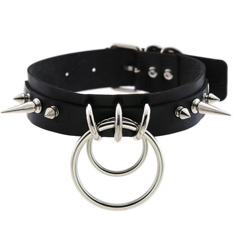 Chokers Punk Spike Metal Collar Girls Leather Harness Choker Necklace For Women Party Club Chockers Gothic Jewelry Harajuku 2021