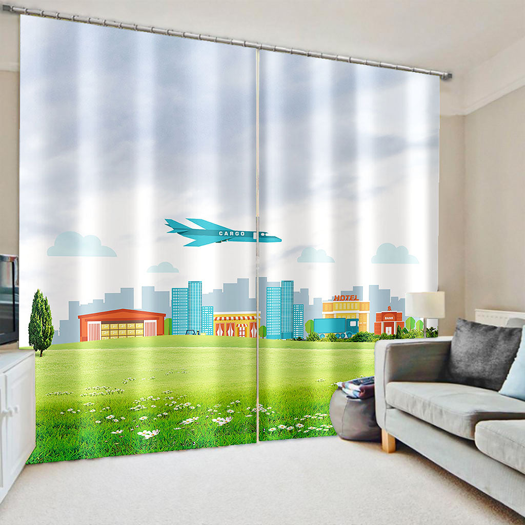 Customized 3d curtain simple and fresh modern green scenery curtains Thickened blackout