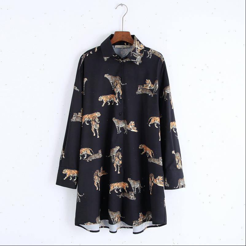Loose Long Autumn Fashion Tiger Women Blouses and Leopard Prints Sleeve Modern Girl Casual Animal Shirts