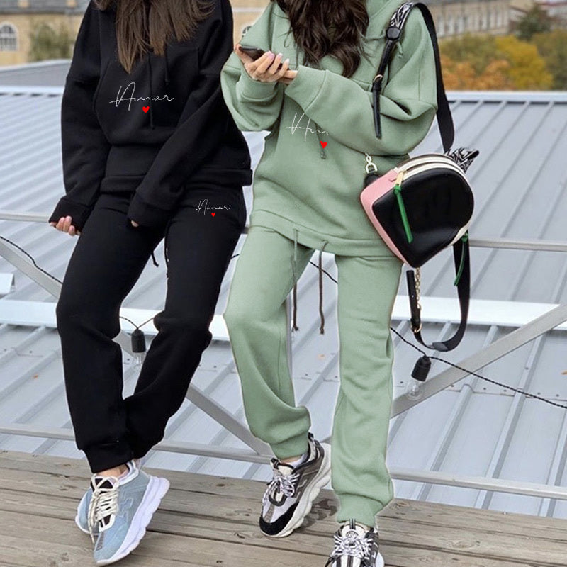 Women&#039;s Tracksuits Tracksuit Two Piece Set Casual Fleece Spring Woman Oversized Hooded Long Sleeve Hoodie Sport Pants Lady Suit KT
