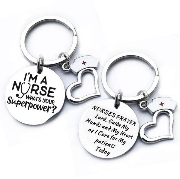 Party Gifts Stainless Steel Nurses Keychain I&#039;m A Nurse Round Keyring Medical Student Gift Jewelry Accessory 28MM Key Chain SN5377