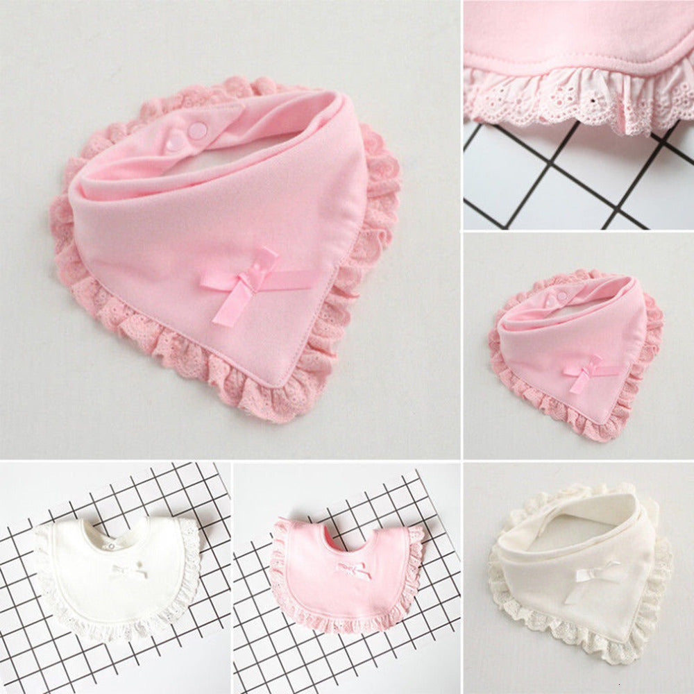 Bibs & Burp Cloths Muticolor Baby 100% Cotton Lace Bow Pink And White Girls Lovely Cute Infant Saliva Towels S4SN