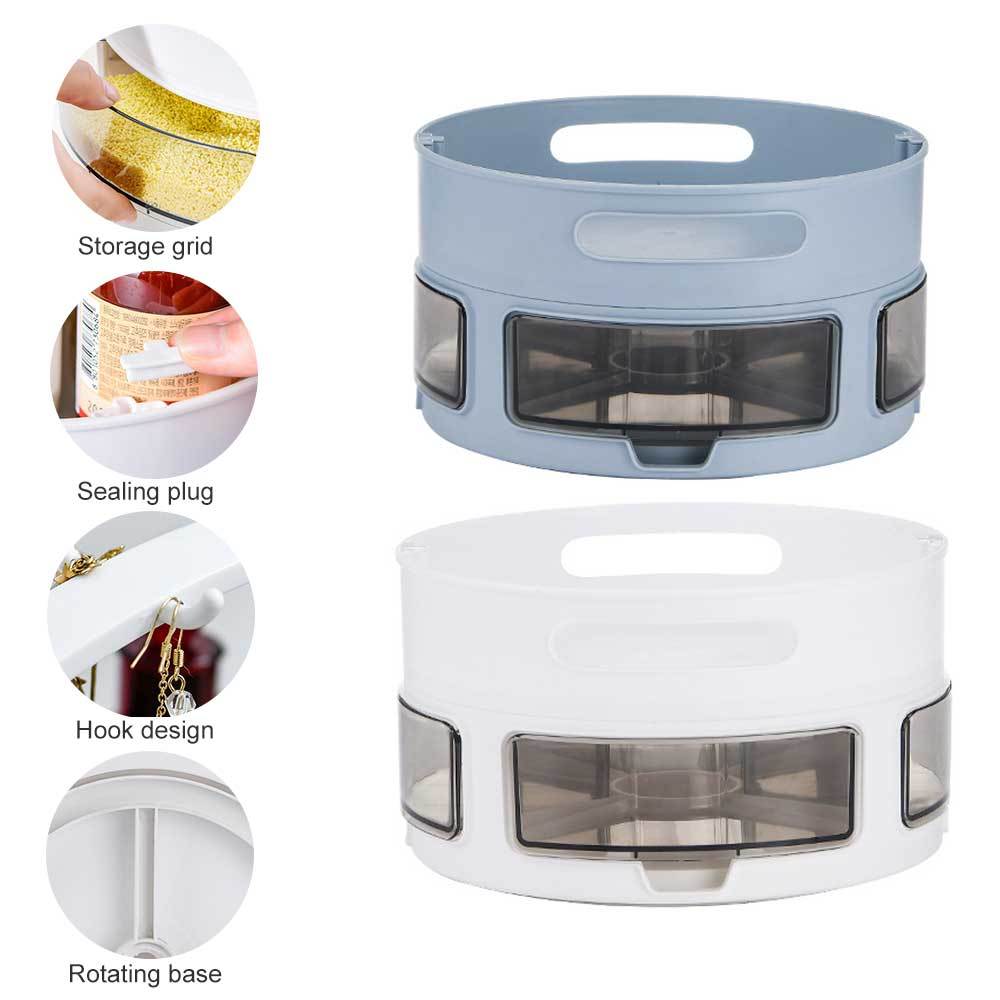 Rotating Storage Box Household Desktop Organizer Multifunctional Storage Box Kitchen Storage Supplies Seasoning Bottle Jar Wine