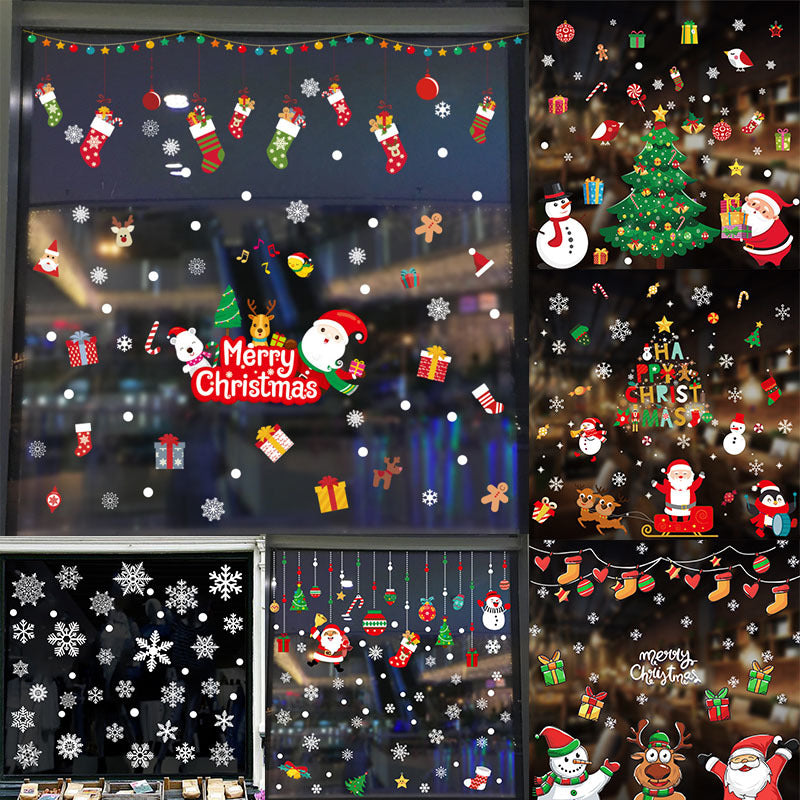 1Pcs For Home Self Adhesive Window Sticker New Year Decals Multi Purpose Wall Glass Stickers Removable PVC Christmas Decorations