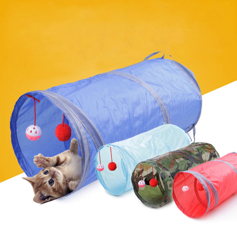 Intelligence Drill Barrels Cat Tunnel Interactive Toys Two-way Tunnels Foldable Hanging Ball Pet Accessories