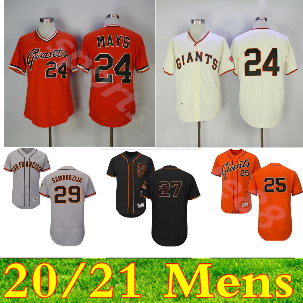 custom Men women youth SF Giants Jersey 24 Willie Mays 25 Barry Bonds 27 Juan Marichal 29 Jeff Samardzija Baseball Jerseys