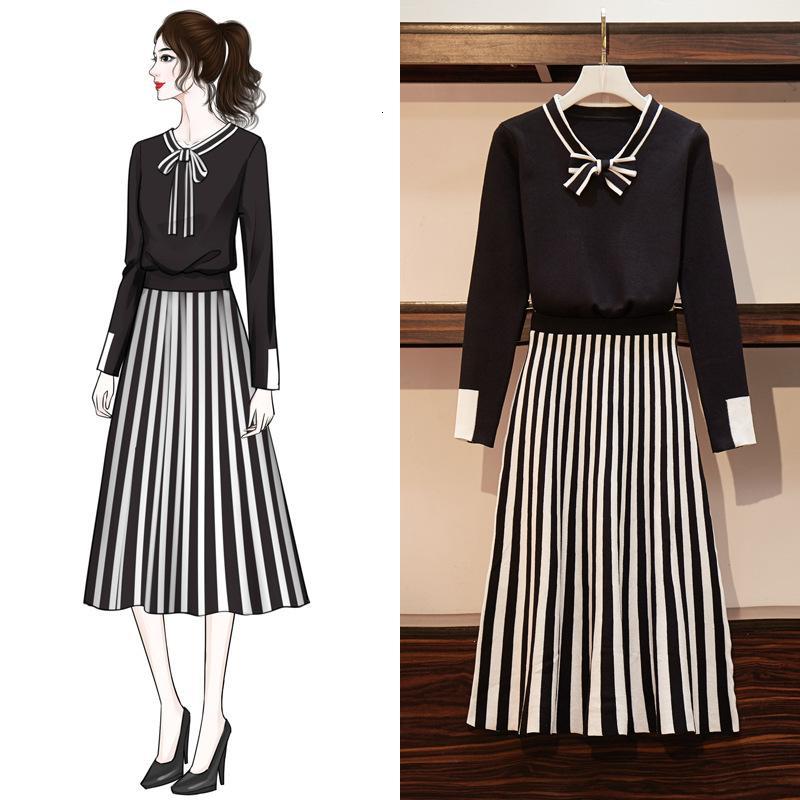 Two Piece Dress Ichoix Autumn women&#039;s mesh sets 2 piece ensemble skirt elegant ladies office work Korean style 2 of clothing WVFQ