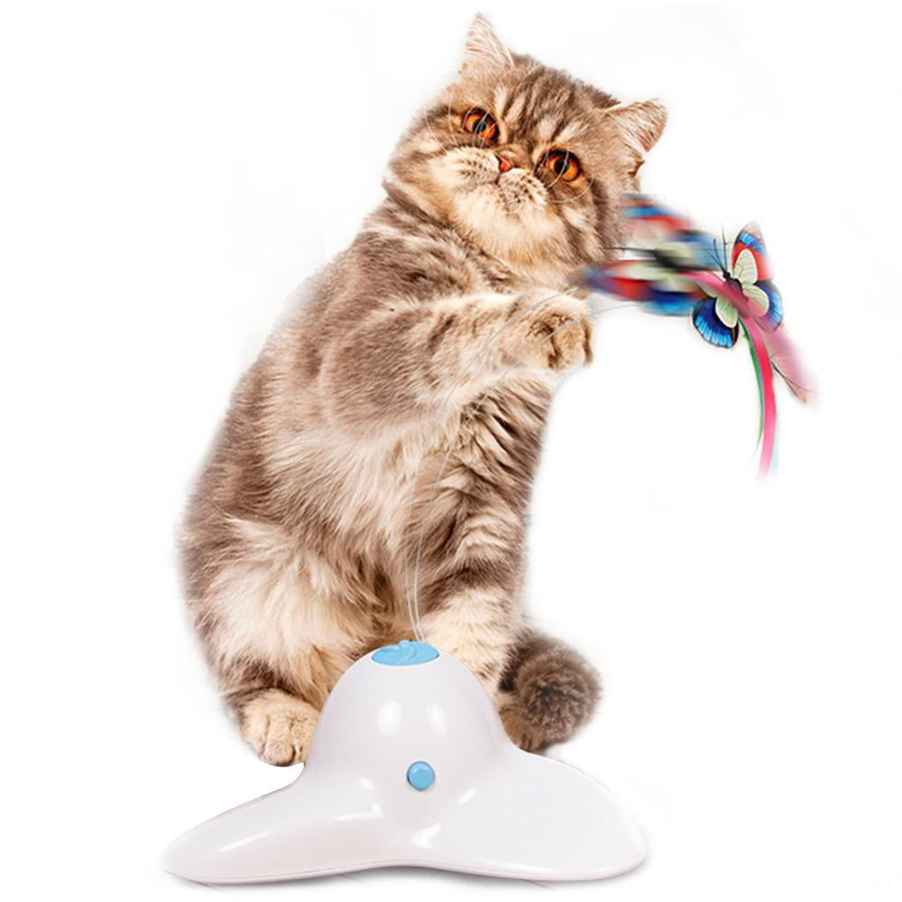 Electric rotating colorful butterfly dog trainning funny cat toys pet birds toy cat kitten dog cat scratch