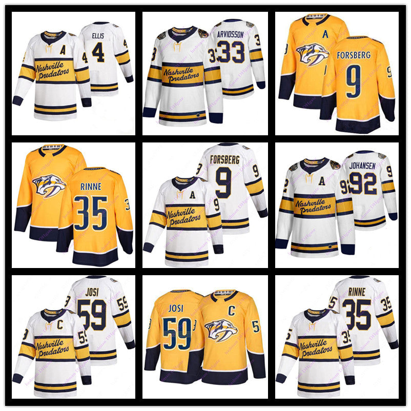 Nashville Predators hockey jerseys 9 Filip Forsberg 59 Roman Josi 33 Viktor Arvidsson 35 Pekka Rinne 4 Ryan Ellis 95 Matt Duchene jersey shirt unifo