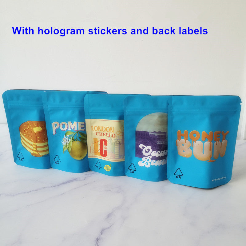 New 3.5g 1-8 Cookies California SF PAN CAKE Mylar Bags Pomelo London Chello Packaging Bags 420 Dry Herb Flowers