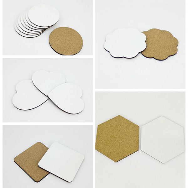 DIY Sublimation Blank Coaster Wooden Insulated Cork Cup Mat MDF Advertising Gifts Promotion Semi-finished Cups Mats for Gift 10*10*0.4cm DHL