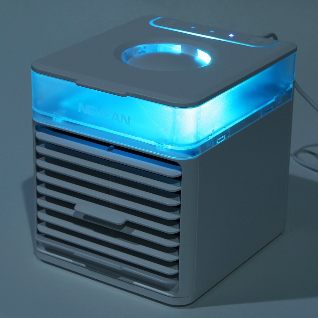 2021 New Desktop Mini Air Usb Cooler Personal 7-Colors Led Airconditioning Fan Cooling Portable Home Office Small Fan