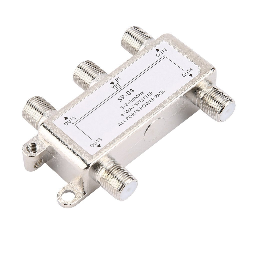 4 Manner 4 Channels Satellite-Antenna-Cable TV Splitter Distributor 5-2400Mhz F Type SP-04 Zinc casting