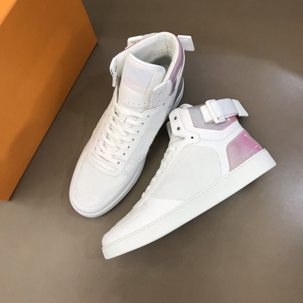 Colorful laser PV sports style Ankle Boots soft grain leather shoes men&#039;s white flat casual shoes classic stitching design casual shoes