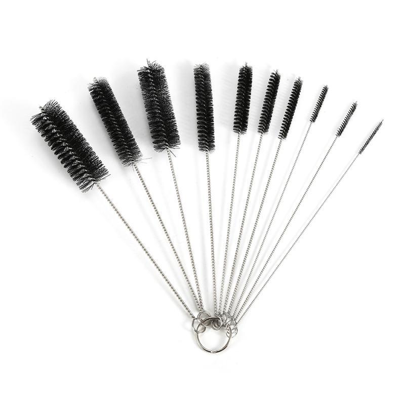 10PCS-Set Nylon Brush Stainless Steel Glass Tube Cleaning Brush Nylon Bristles Tube Bottle Tubes Washing Cleaner Brush Tools
