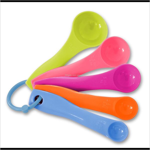 Tools Kitchen Dining Bar Home Garden5Pcs-Set Pvc Measuring Spoons Kitchen Tool For Baking Coffee Scoop Cups W- Scale Drop Delivery 2021 Ef