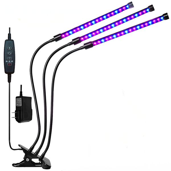 2021 LED Grow Light Full Spectrum Plant Lamp With Clip Dual Three Head Greenhouse Growing Flower Plant Lamp Dimmable Led Aquarium Lighting