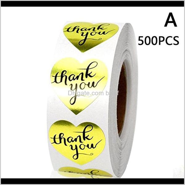 Gift Wrap Event Festive Party Supplies Home & Garden500 Labels-Roll Heart Shape Gold Thank You Stickers Seal Labels Scrapbooking For Package