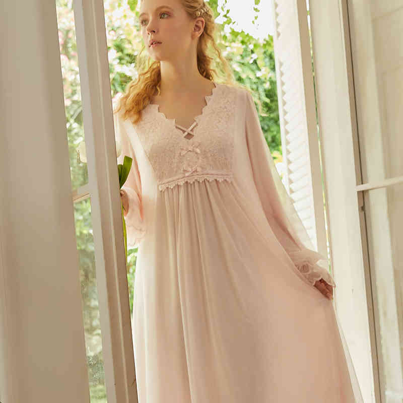 Women&#039;s Sleepwear Nightgown Vintage s Womens Autumn V-Neck Night Wear Women Sweet Romantic IGYZ
