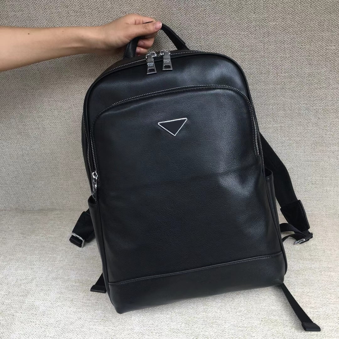 Men&#039;s black leather backpack fashion leisure office sports outdoor fitness rock climbing waterproof travel bag