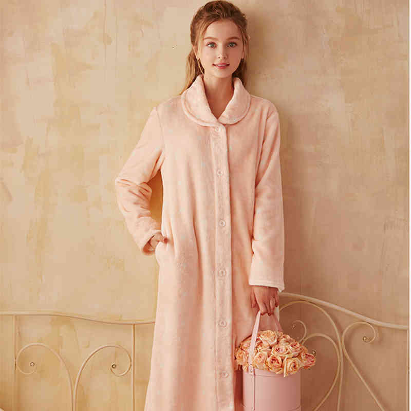 Casual Dresses Elegant Robe Long Gown Women Bathrobe Winter s Soft Sleepwear Flannel Warm For Lady Homewear High Quality YMMA