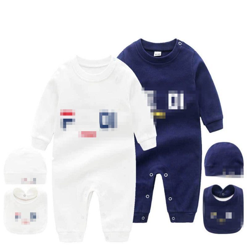 Infant 3 pcs set Hat Bib Jumpsuit Rompers Kids Designer Clothes Girls Boys Brand letter Newborn Baby Toddler
